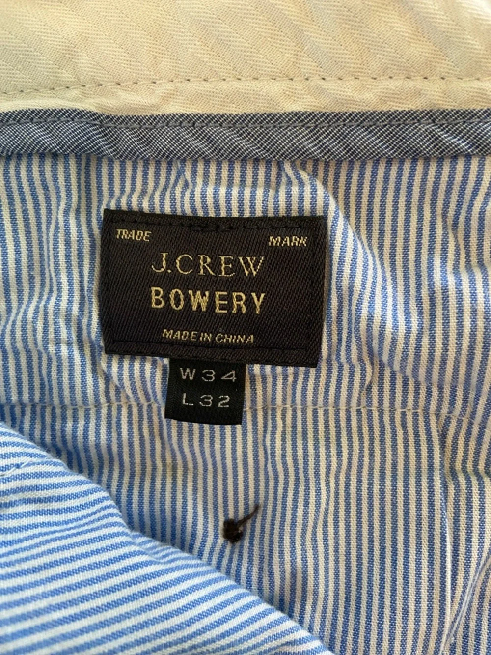 J. Crew Bowery Slim Men's Flat Front Blue Chinos Linen/Cotton Blend 34x31